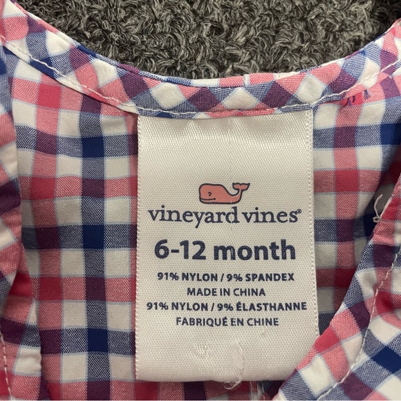 Vineyard Vines Baby Performance Red & Blue Gingham Jon Jon Size 6-12 Months - Picture 4 of 8